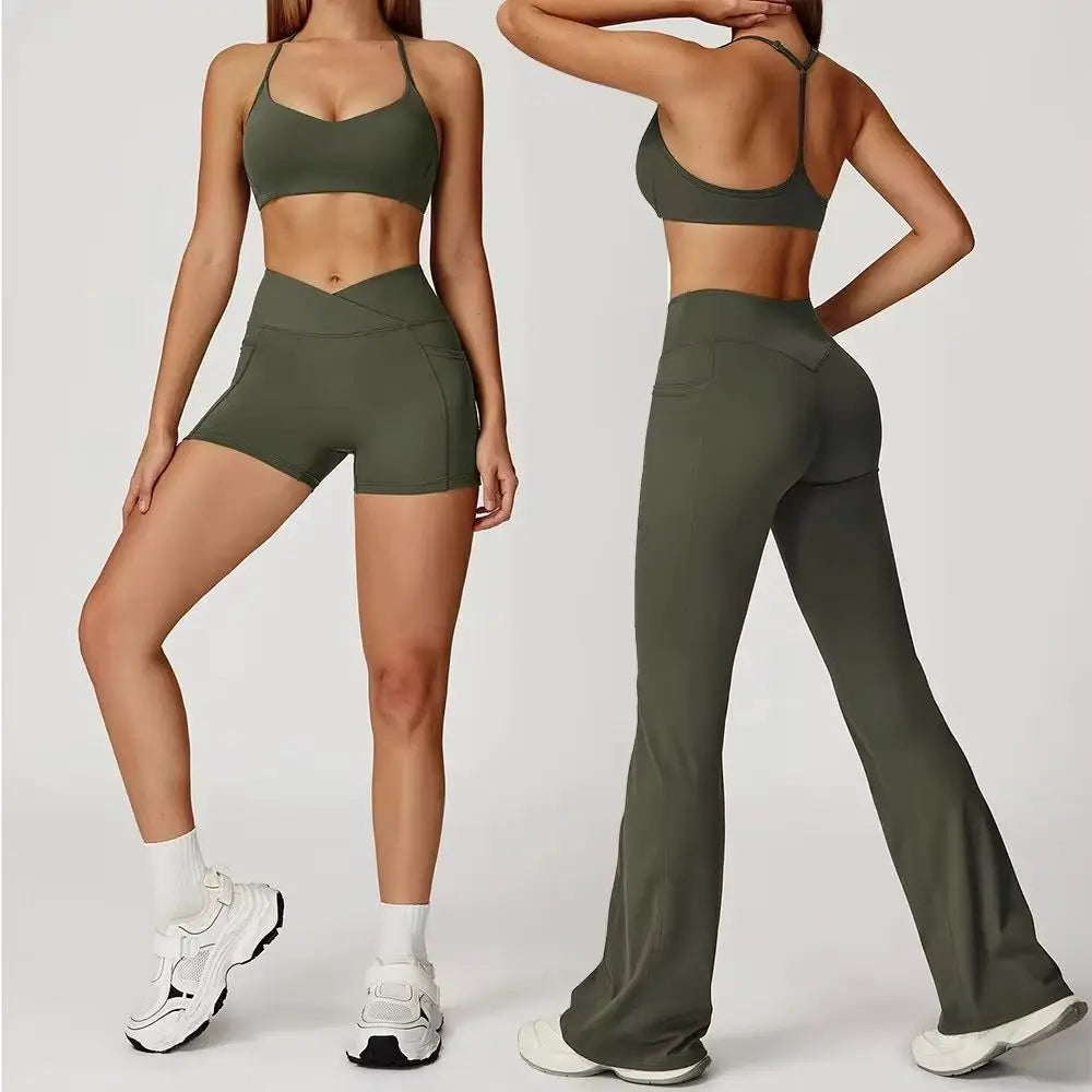 2PCS Sports Bra Women's Tracksuit Fitness Set Tank Top Bra Shockproof Running Leggings Yoga Suit Beautiful Back Bra Clothing