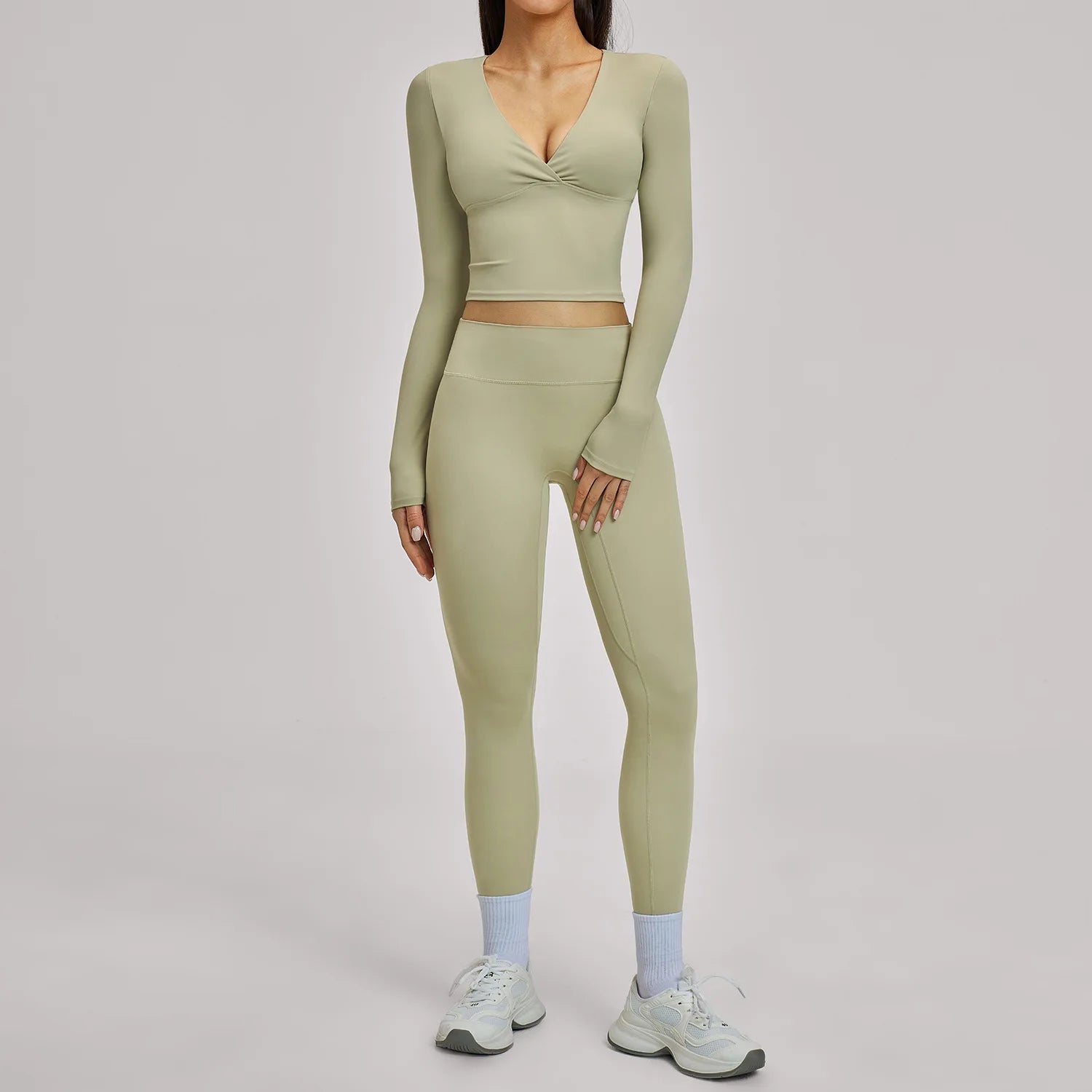 2 Pieces Fitness Suit Sports Set Women's Tracksuit Yoga Outfits Gym Sportswear Legging Sports Long Sleeved Workout Clothes Woman