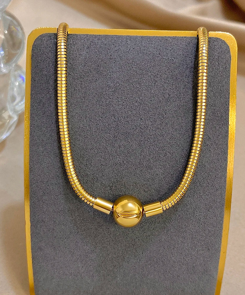 Simple Snake Bone Chain Round Bead Buckle Necklace Fashion Gold Silver Color Stainless Steel Collar Choker Waterproof Jewelry