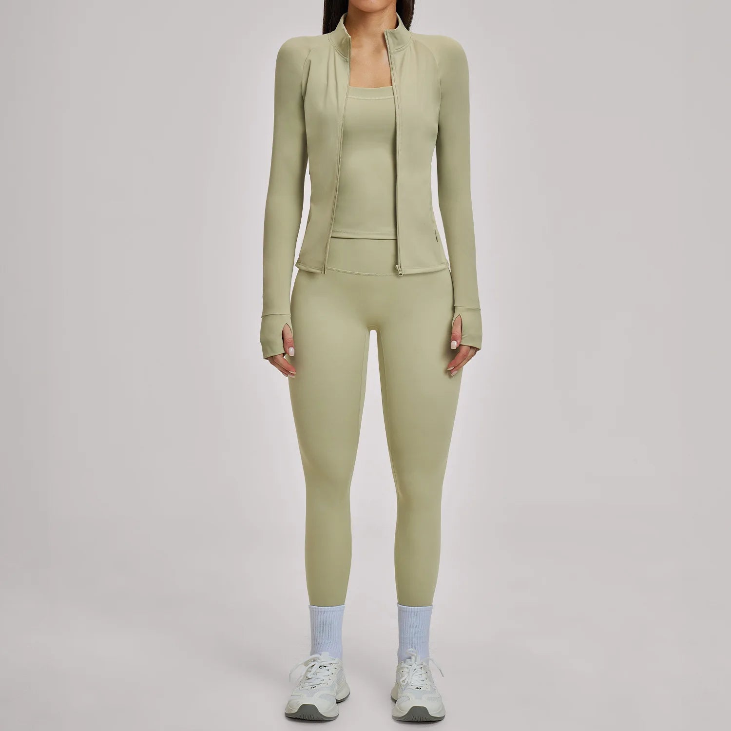 2/3PCS Women's Tracksuit Yoga Set Workout Outfits Sportswear Gym Clothing High Waist Leggings Fitness Long Sleeved Sports Suits
