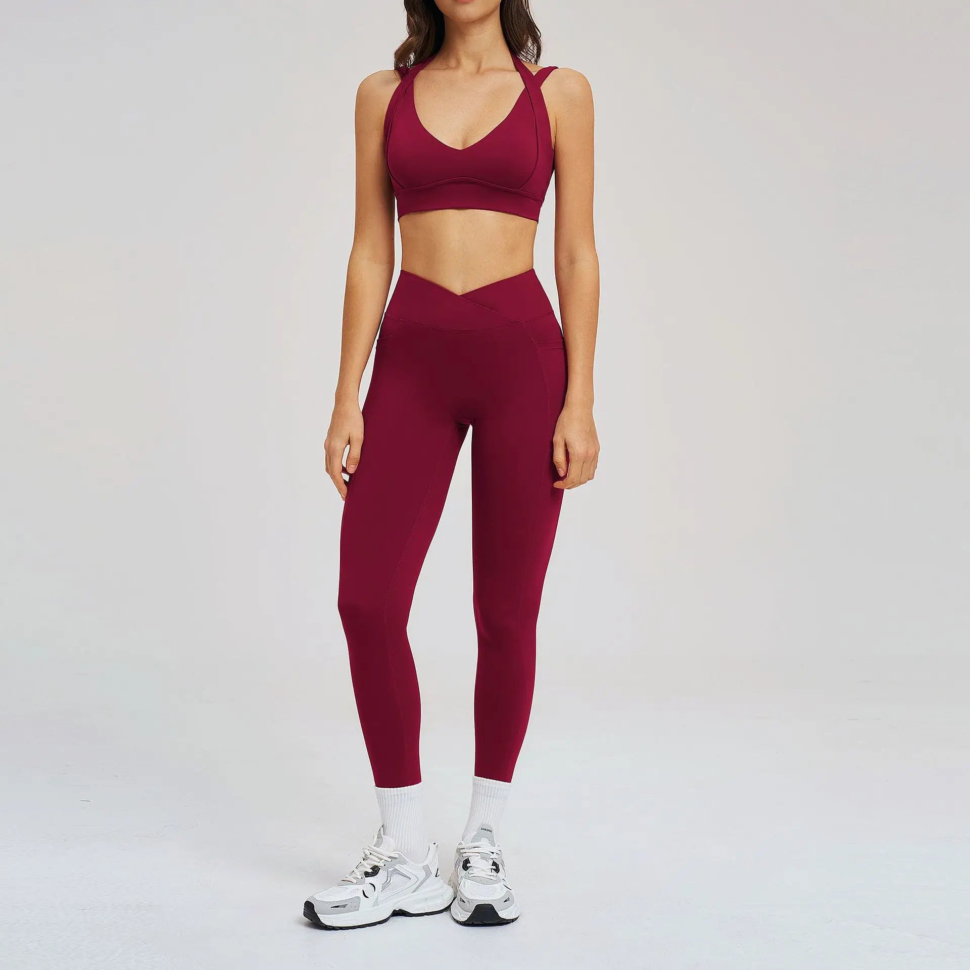 2 Pieces Women Tracksuit Yoga Set Sport Outfits Gymwear Workout Clothes Gym Crop Top High Waist Legging Fitness Bra Sports Suits