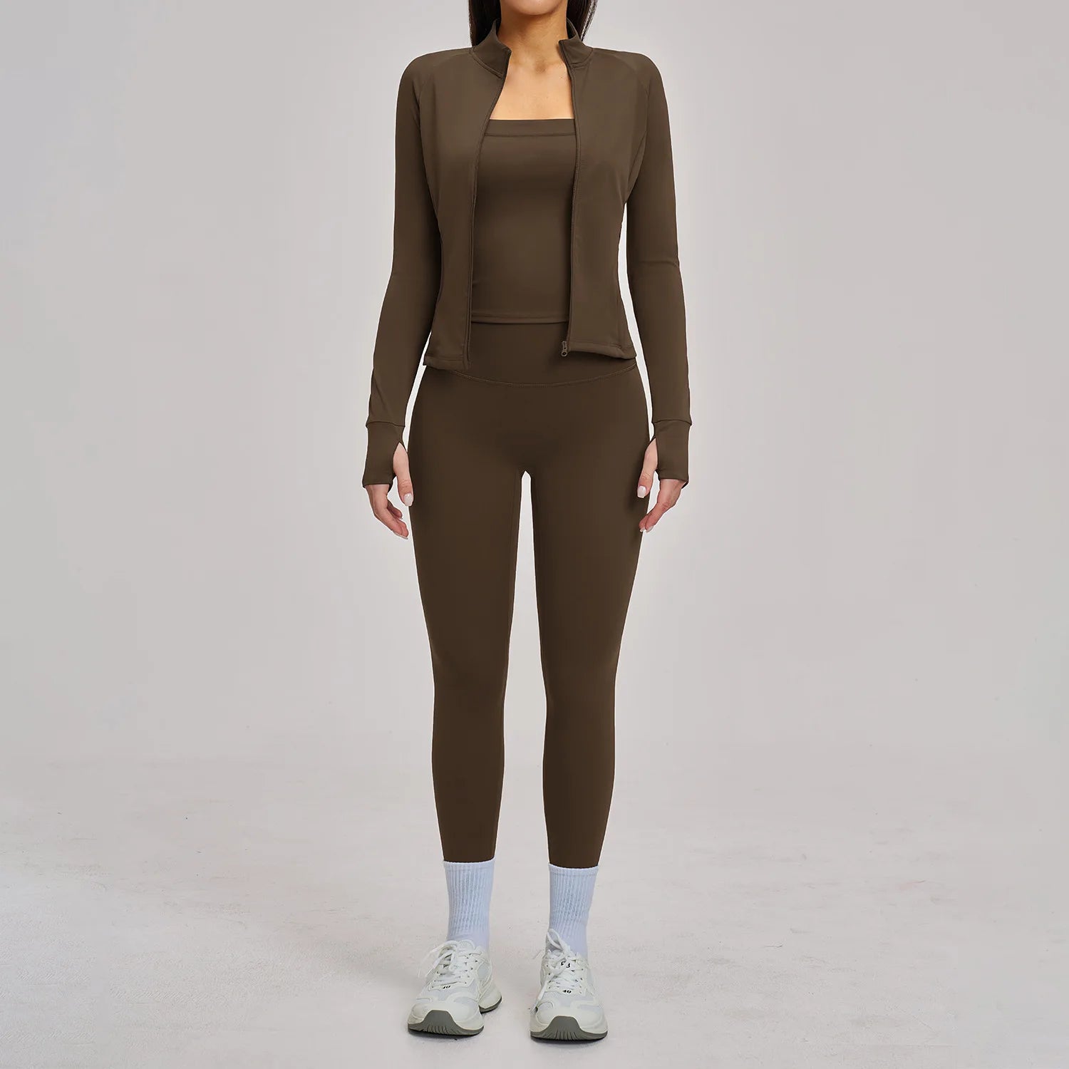 2/3PCS Women's Tracksuit Yoga Set Workout Outfits Sportswear Gym Clothing High Waist Leggings Fitness Long Sleeved Sports Suits