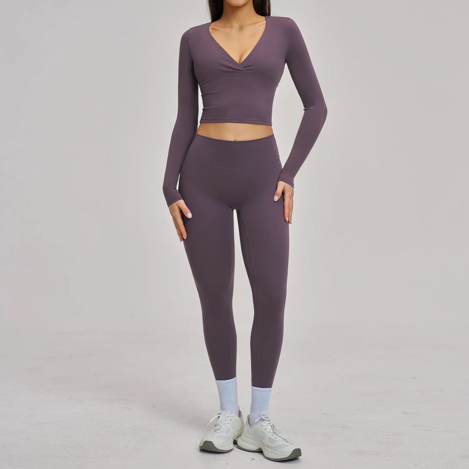 2 Pieces Fitness Suit Sports Set Women's Tracksuit Yoga Outfits Gym Sportswear Legging Sports Long Sleeved Workout Clothes Woman