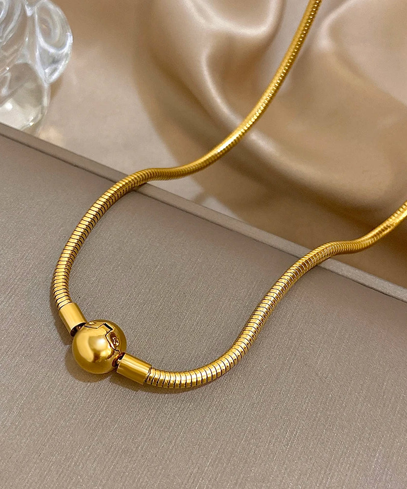Simple Snake Bone Chain Round Bead Buckle Necklace Fashion Gold Silver Color Stainless Steel Collar Choker Waterproof Jewelry