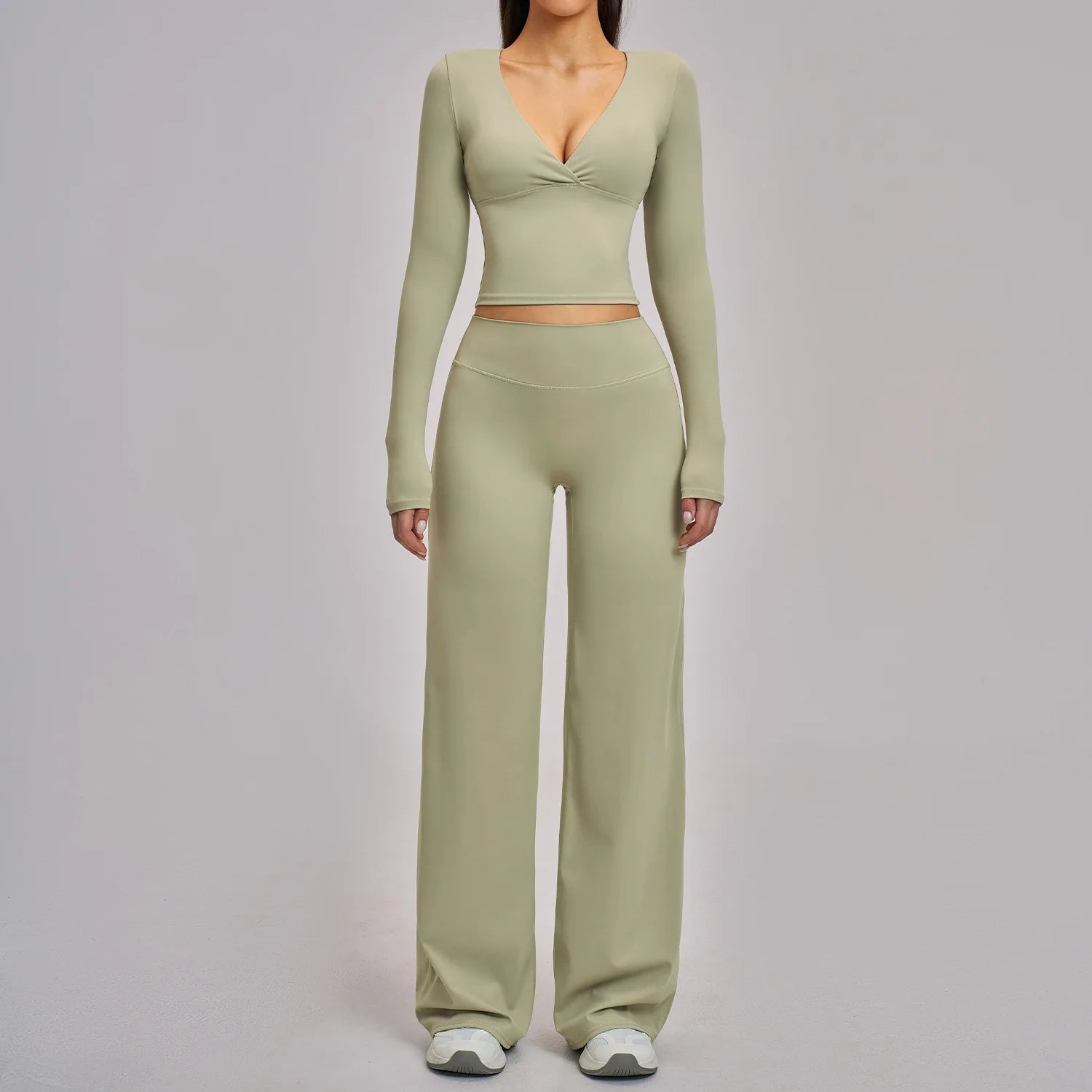 2 Pieces Fitness Suit Sports Set Women's Tracksuit Yoga Outfits Gym Sportswear Legging Sports Long Sleeved Workout Clothes Woman