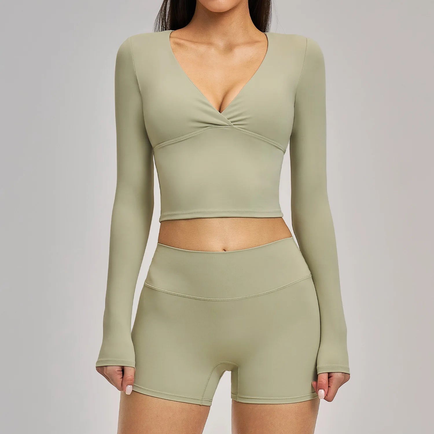 2 Pieces Fitness Suit Sports Set Women's Tracksuit Yoga Outfits Gym Sportswear Legging Sports Long Sleeved Workout Clothes Woman