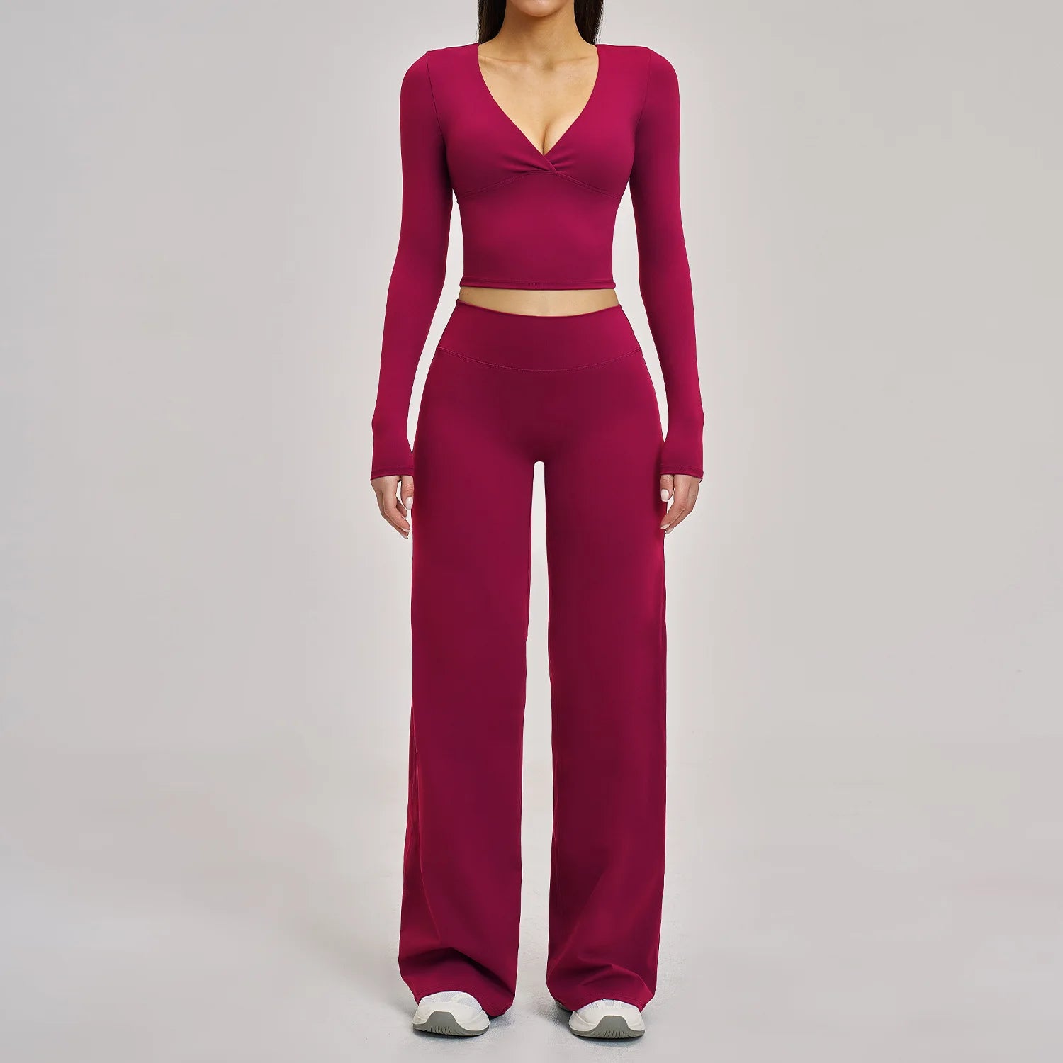 2 Pieces Fitness Suit Sports Set Women's Tracksuit Yoga Outfits Gym Sportswear Legging Sports Long Sleeved Workout Clothes Woman