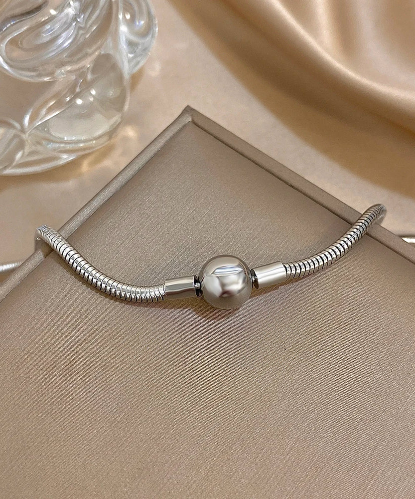 Simple Snake Bone Chain Round Bead Buckle Necklace Fashion Gold Silver Color Stainless Steel Collar Choker Waterproof Jewelry