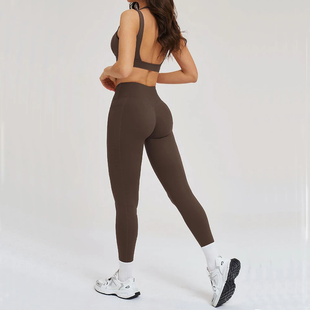 2 Pieces Women Tracksuit Yoga Set Sport Outfits Gymwear Workout Clothes Gym Crop Top High Waist Legging Fitness Bra Sports Suits
