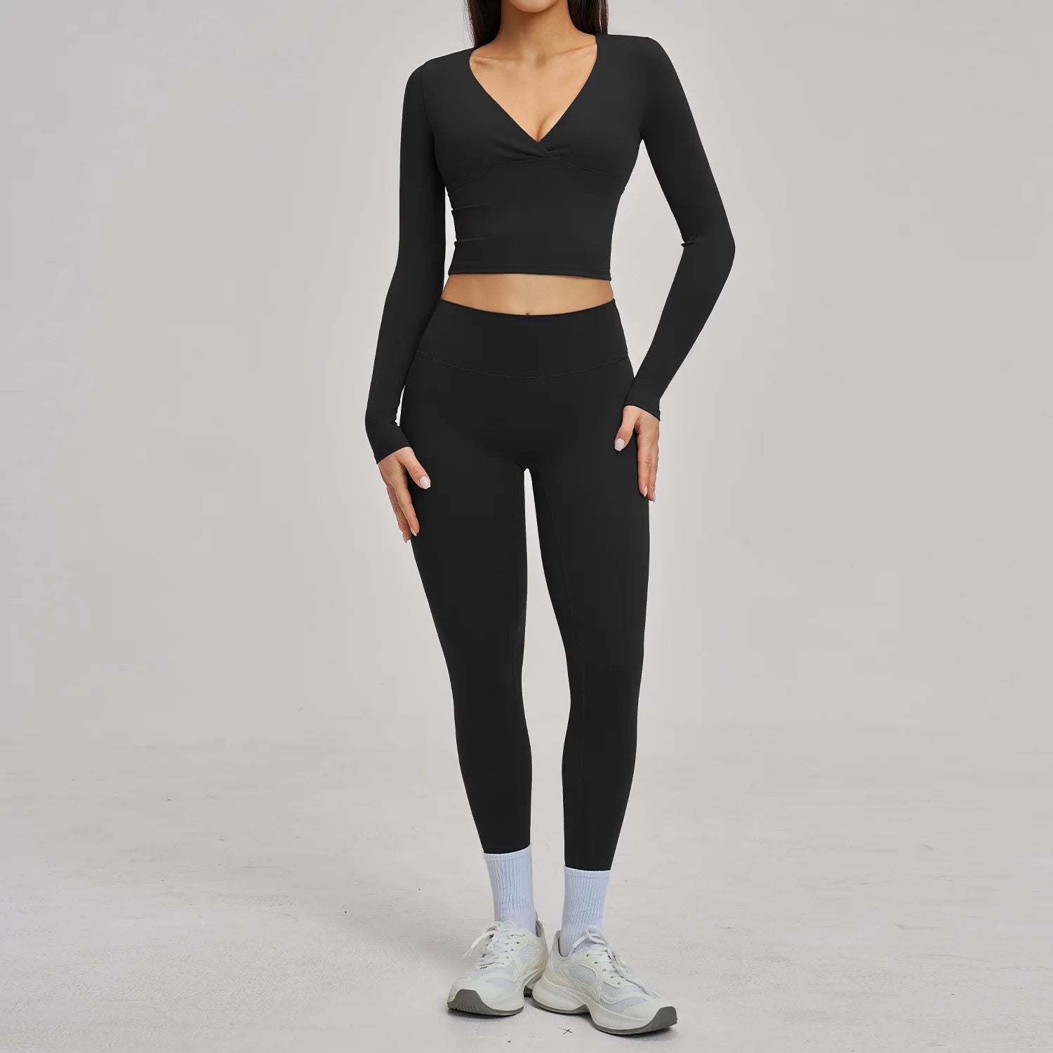 2 Pieces Fitness Suit Sports Set Women's Tracksuit Yoga Outfits Gym Sportswear Legging Sports Long Sleeved Workout Clothes Woman