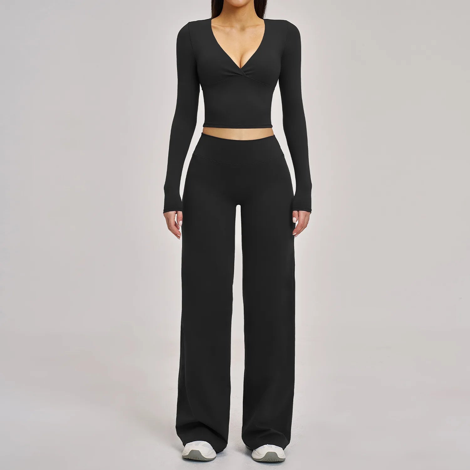 2 Pieces Fitness Suit Sports Set Women's Tracksuit Yoga Outfits Gym Sportswear Legging Sports Long Sleeved Workout Clothes Woman